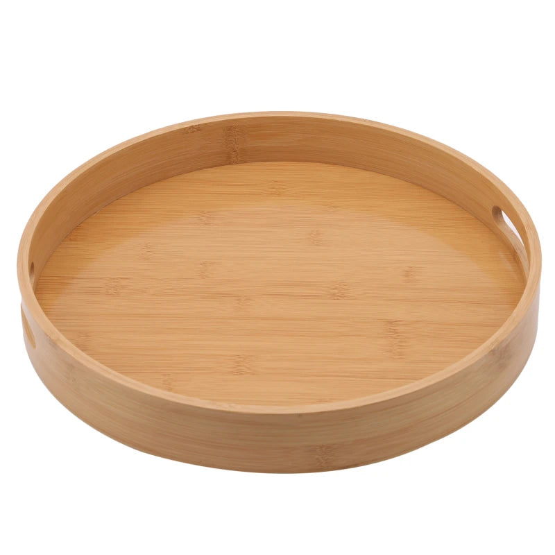 Round Serving Bamboo Wooden Tray