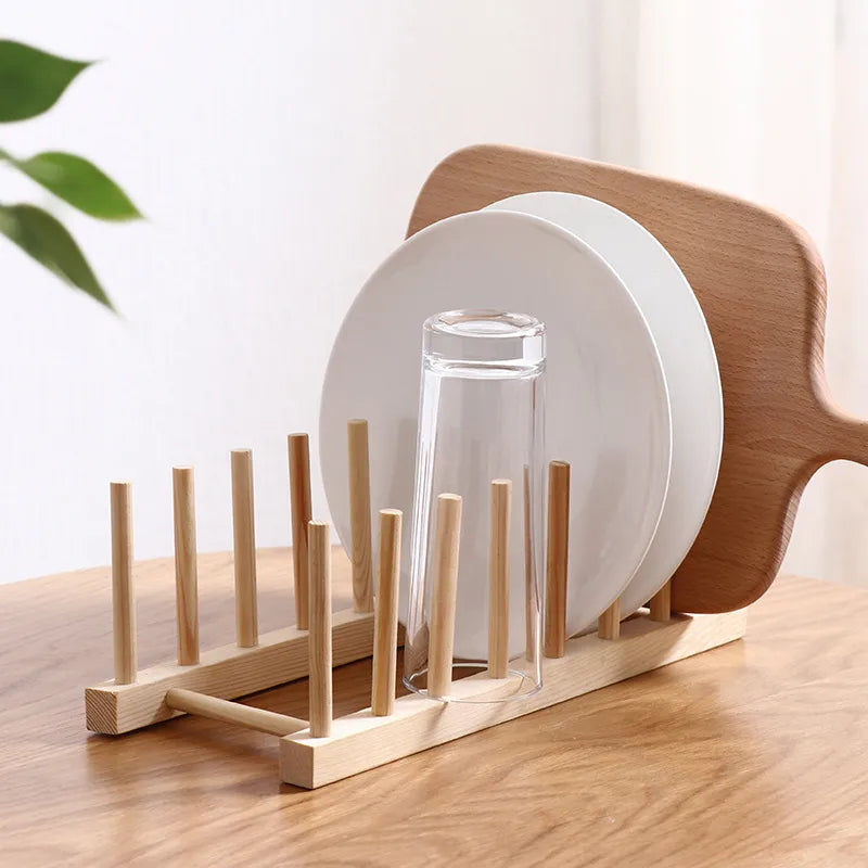 Solid Bamboo Plate Rack